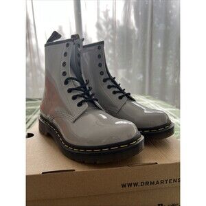 Dr Martens 1460 Patent Leather Boots 'Gray', Size: 10 (Women) NEW in BOX!